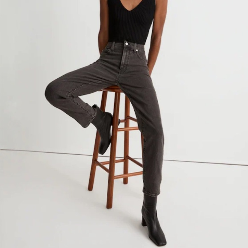 Madewell Perfect Vintage Jeans Charcoal Gray Black Lunar Wash Denim Size 27 (4)